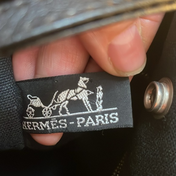 Pre Loved Authentic HERMES  Fourre Tout PM Hand Bag Canvas Black and gray - Picture 7 of 10